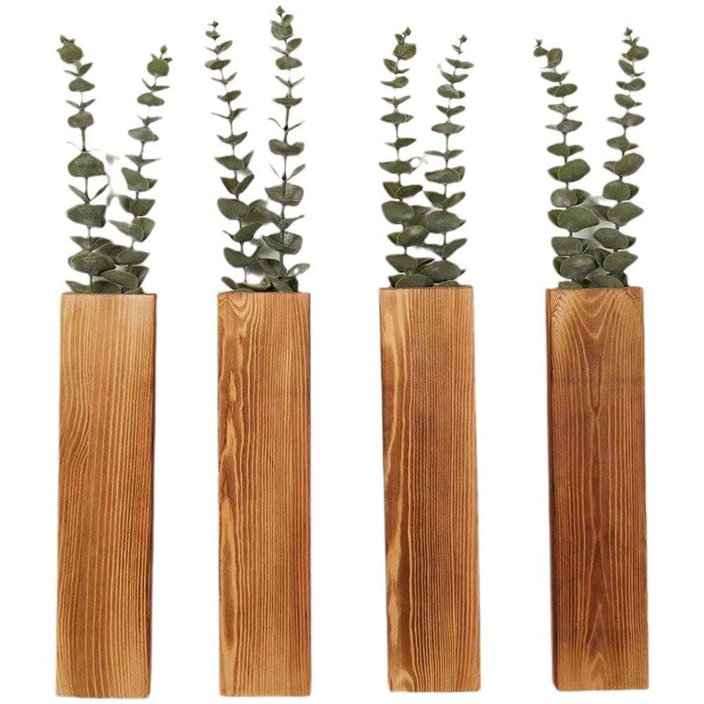 Wandpflanzgefäß Aus Holz, 4 Stück, Hängende Pflanzgefäße Aus Holz Für Trockenblumen Und Künstliches Grün, Zimmerpflanzenhalter, Wandvase Für Zuhause, Wohnzimmer, Dekoration