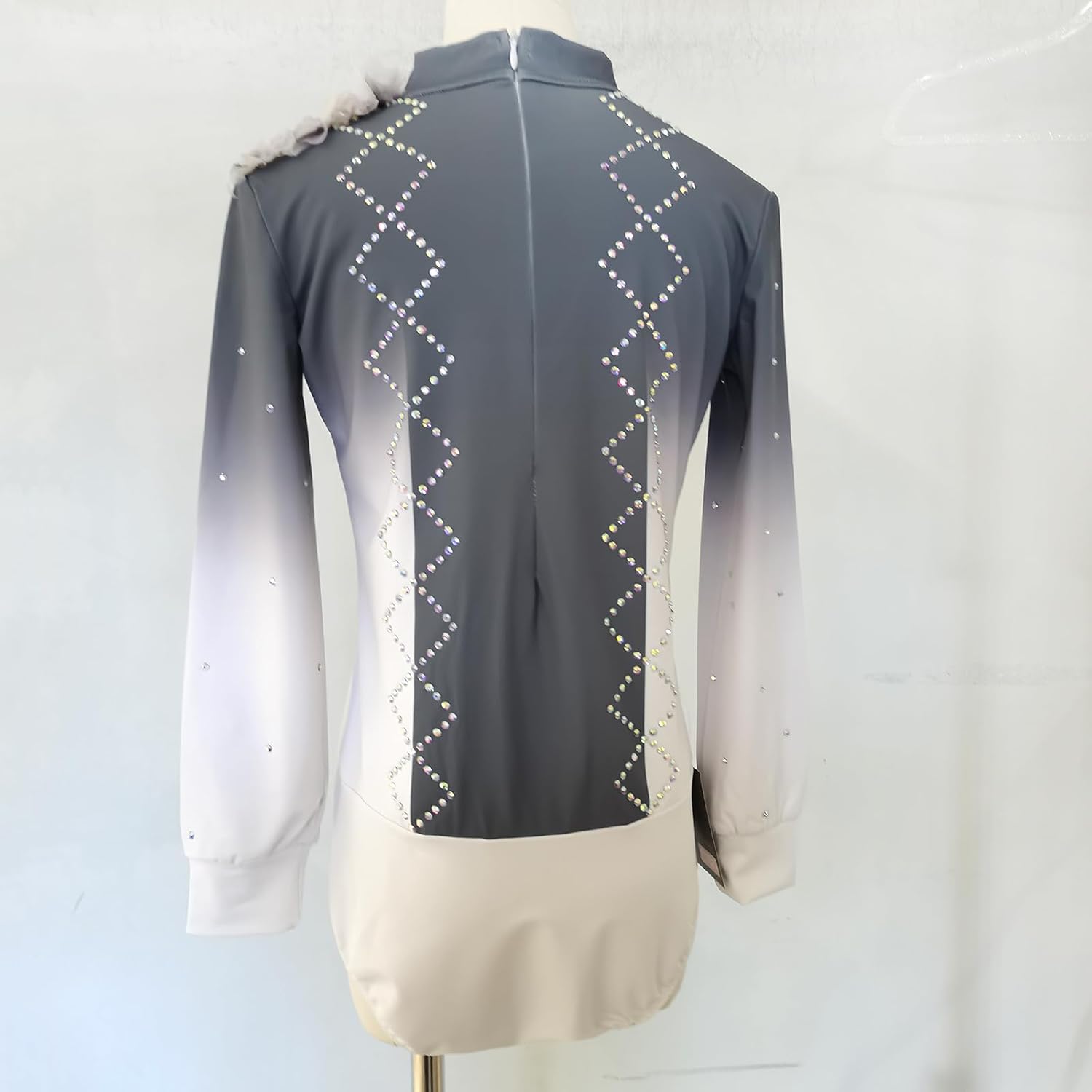 Men's Grey Long Sleeve Figure Skating Performance Dress Professional Customized Competition Costume