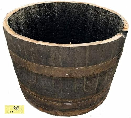 WineBoxesEtc Pack of 2 Oak Whisky Barrel Half Planter/Tub/Pot - 45cm Tall