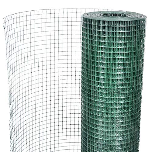 Festnight Square Wire Netting Rabbit Animal Fence Garden Netting Fencing 1x10 m PVC-coated Galvanized Mesh Size 12x12 mm