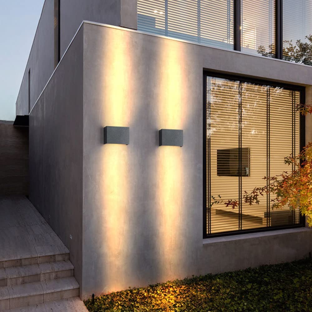 Aplique de pared exterior Luz de pared LED moderna 10W Lámpara de pared de porche hacia arriba y hacia abajo Lámpara de pared impermeable para interiores y exteriores para dormitorio, escalera, pasill
