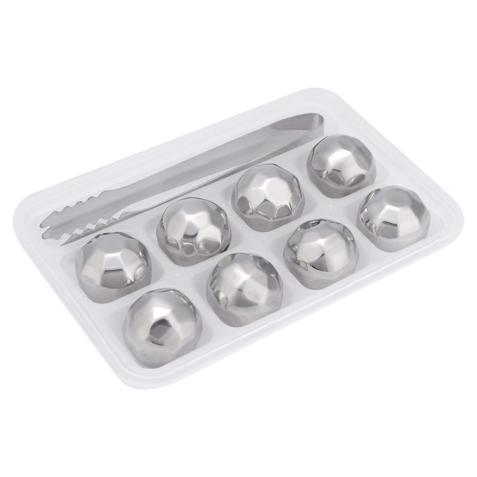 Whiskey Stones, Reusable Stainless Steel , Chilling Stones with Tong, Metal Ice Balls for Whiskey Vodka Beer Red Wine