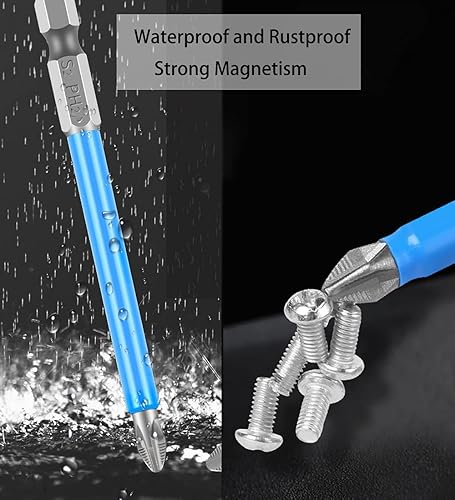 Miniatura 4 de Saipe Juego de puntas de destornillador Phillips magnéticas PH2 #2 Phillips, vástago hexagonal, cabeza Phillips, punta cruzada antideslizante,