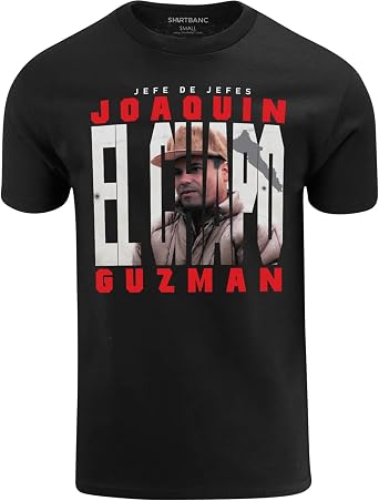 ShirtBANC Mens Jefe De Jefes Shirt Iconic Joaquin El Chapo Guzman Tee, S-3XL Black