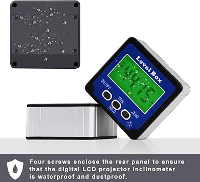 Digital Inclinometer Angle Finder Gauge, IP54 Digital Electronic Protractor Bevel Gauge, Inclinometer Angle Cube Level Box with LCD screen for Woodworking, Table Saw and etc (Blue)