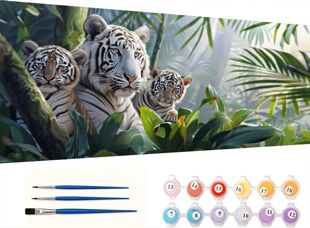 Malowanie według liczb dla dorosłych, Tiger Forest, 90 x 120 cm 6JGWX-289