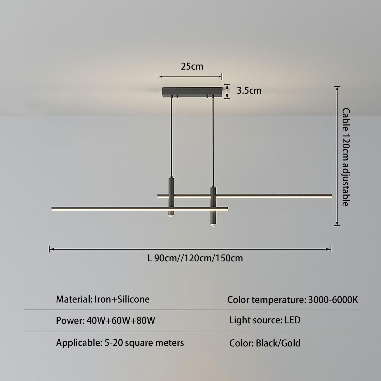 Nowoczesna Lampa Wisząca Stół Jadalny LED Salonu Reflektory Sufitowe Ze Zdalnym Sterowaniem Ściemnialne Oświetlenie Zyrandole Restauracyjna Regulowana Wysokość Dla Żyrandol Kuchenny (Color : Black 12