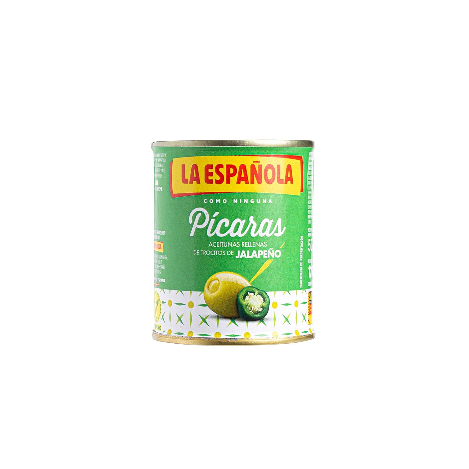 Pack 8. Tripack Mini-bar Aceitunas R. Jalapeños La Española PICARAS