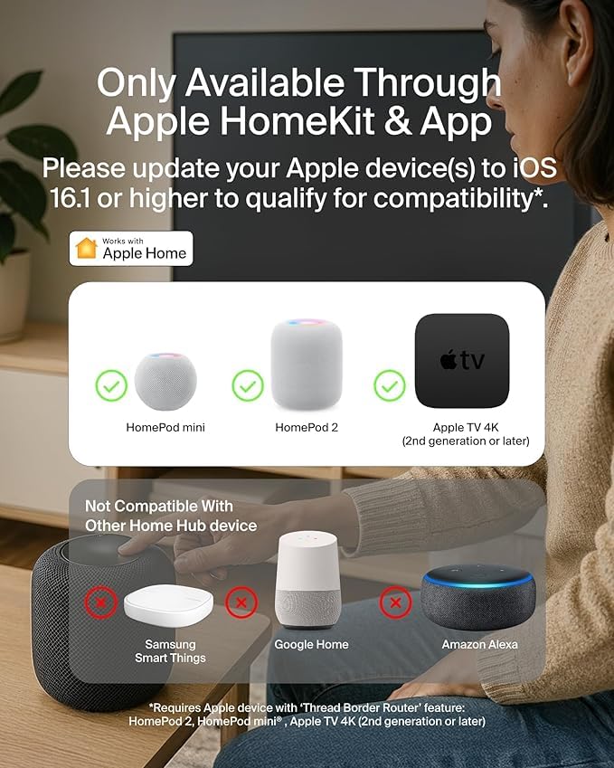 Wemo Smart Plug with Thread Outlet for Apple HomeKit Products Lighting Gadgets Works W Apple iPhone only Easy — view 4