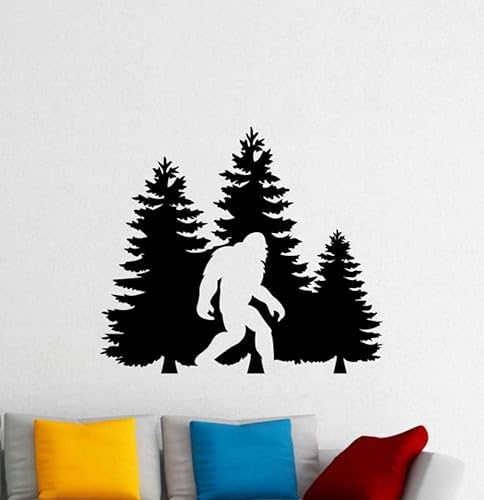 Bigfoot - Calcomanía de vinilo para pared, diseño de pie grande en el bosque, decoración de pared, letrero de ventana de automóvil, calcomanía para