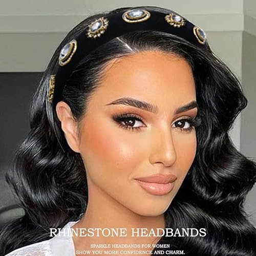 Miniatura 9 de Diademas anchas barrocas negras con diamantes de imitación de ojos malvados, vendas para el pelo vintage de cristal para fiesta de graduación para