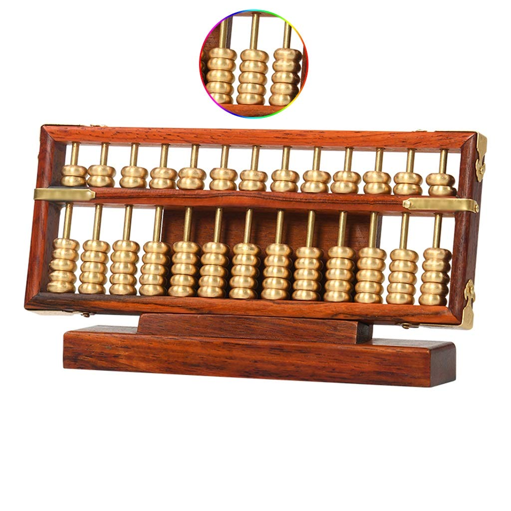 Boulier Standard à Chiffres, boulier en Bois, boulier Perles de cuivre boulier Art Collection Mini boulier décoration de la Maison Petit boulier en métal avec Base