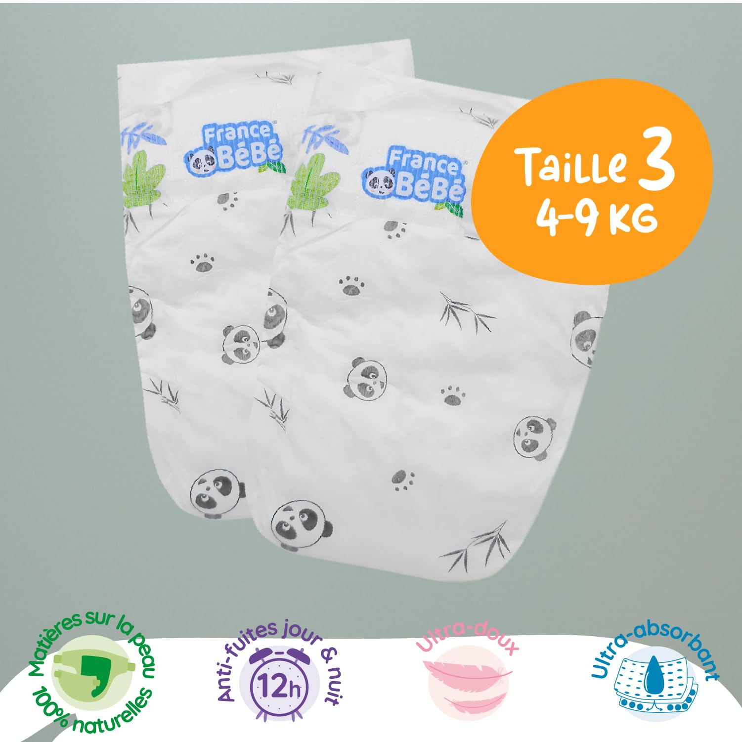 Couches Écologiques Taille 3 (4 à 9kg) - 162 couches - Fabriquées en France - Ultra-absorbantes 12H - Ultra douces - Sans substances nocives (Taille 3)
