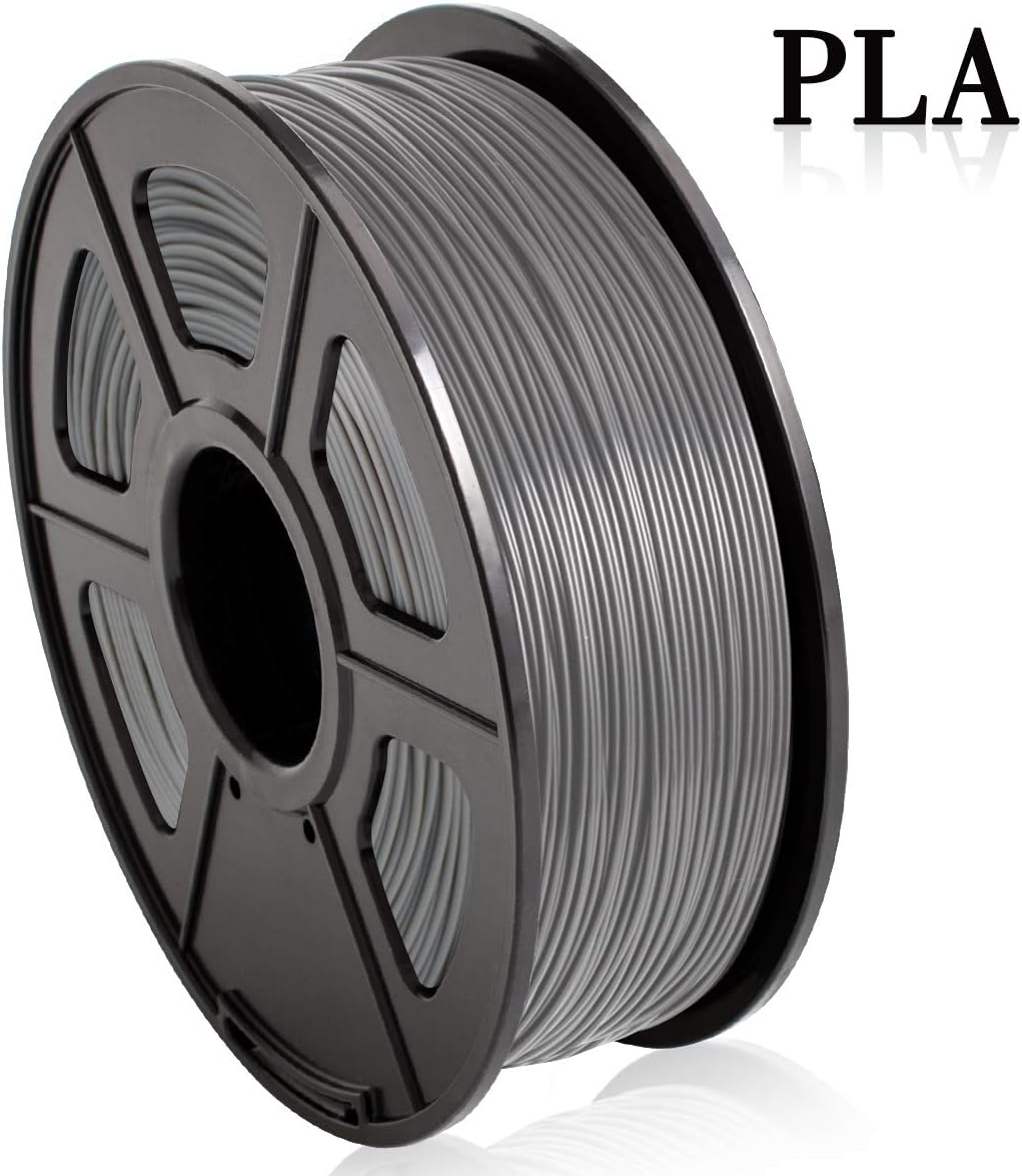PLA 3D Printer Filament 1.75mm, PLA Filament Silk White Silk Gold Silk Black PLA White Carbon Fiber Marble Wood 1KG Spool (1KG PLA Filament 1.75mm Grey)