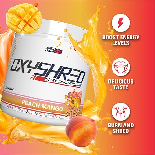 Miniatura 34 de EHP Labs OxyShred - Polvo termogénico para antes del entrenamiento y suplemento para adelgazar, clínicamente probado, con L-glutamina y