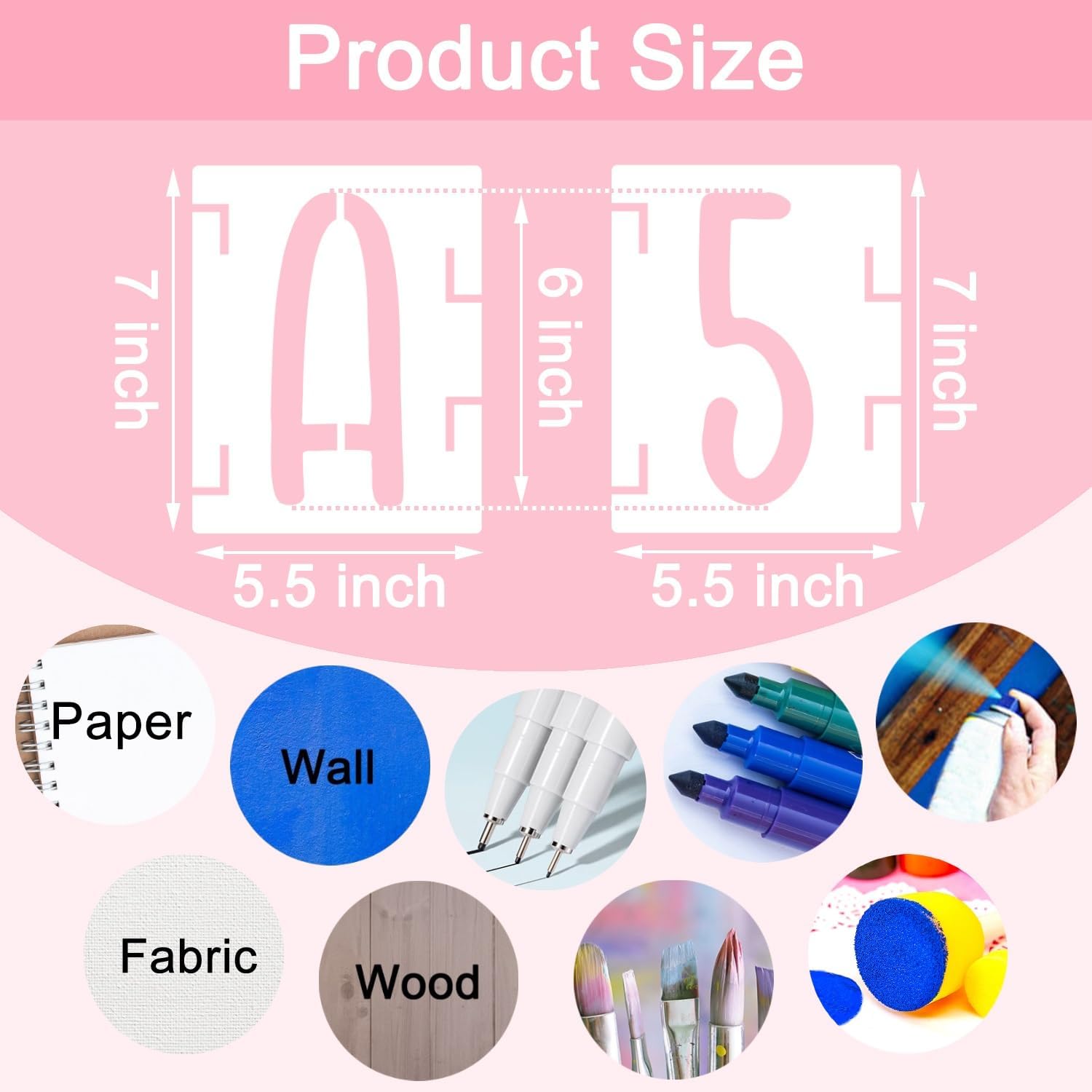 6 Inch Letter Stencils Kit, 42Pcs Reusable Numbers Symbol Craft Stencils Alphabet Interlocking Stencil for Wood, Wall, Fabric, Rock, Chalkboard, Signage and DIY Art Projects