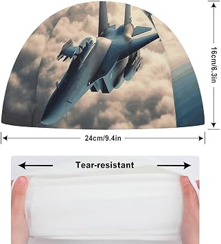 Aircraft Fighter Jets Swim Caps High Elasticity Swimming Cap Training and Recreational Swimming Hat Waterproof Swim Hats