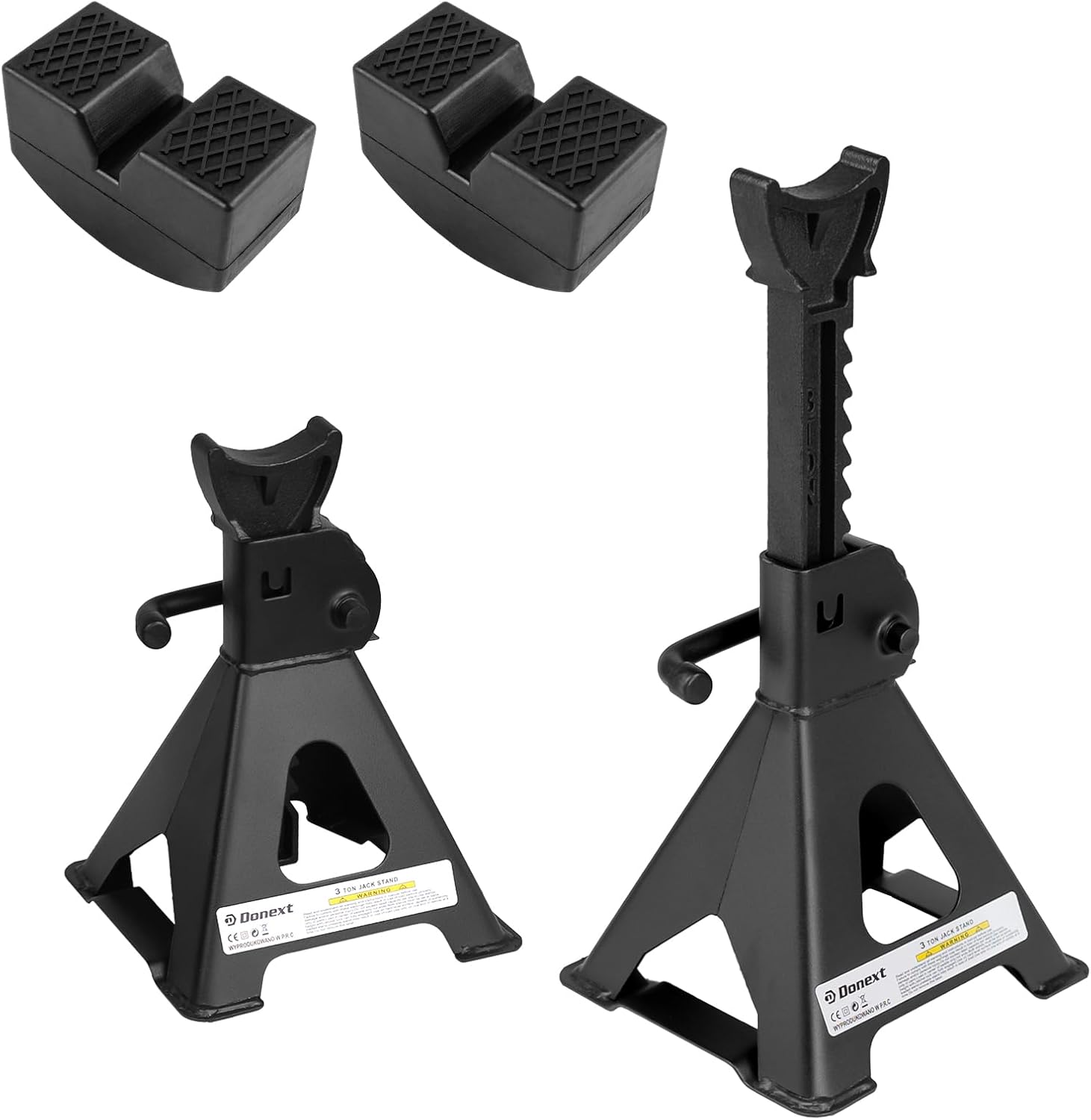 Donext Adjustable Jack Stands 3 Ton and Jack Pad Adapter 2 Pack