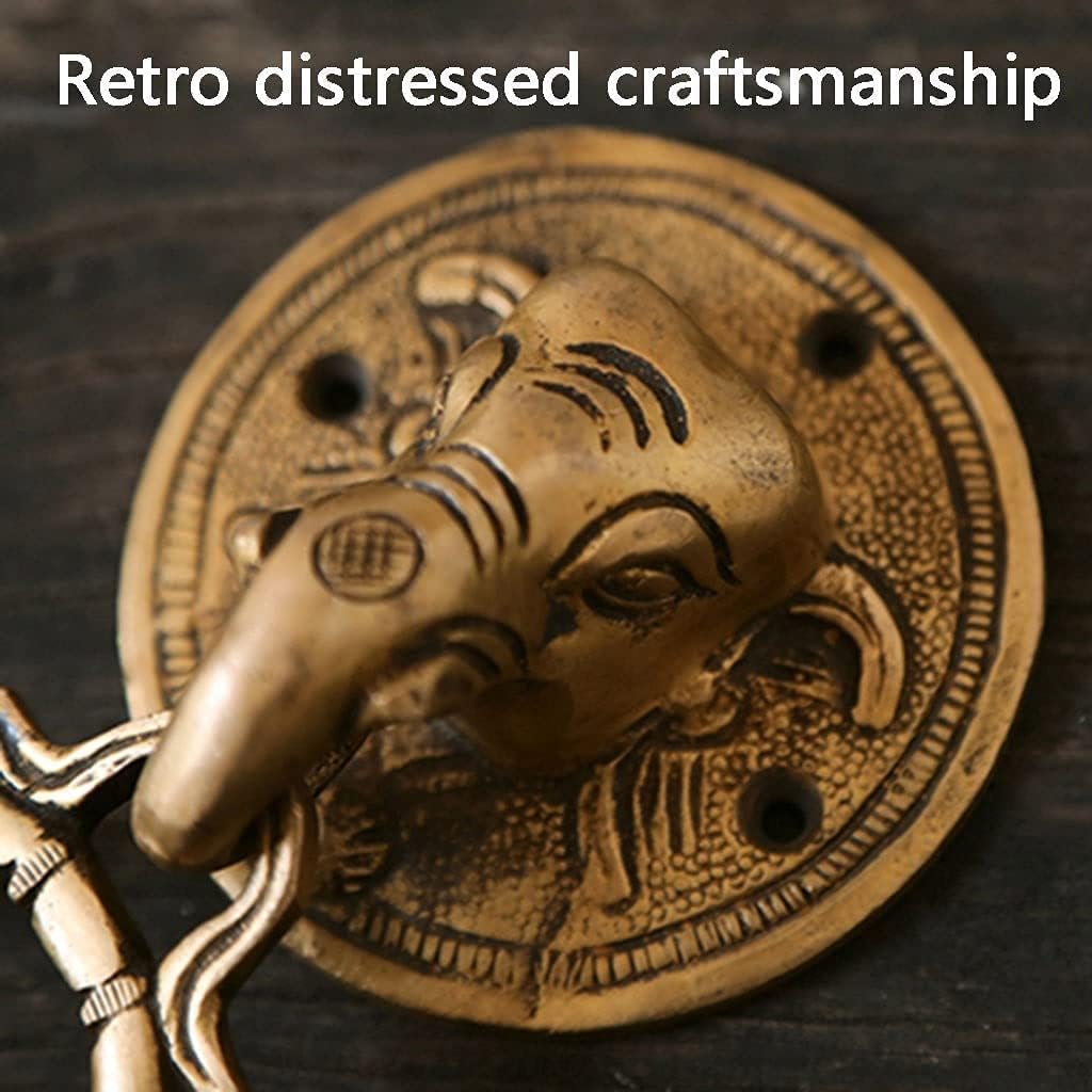 Elephant Brass Door Knockers Door Handle Pull Ring Door knockers for Front Door Antique Brass (Brass 15 * 8cm)