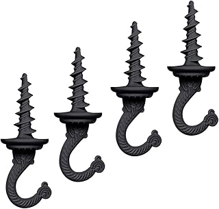 4 Pieces Swag Ceiling Hooks Heavy Duty Swag Hook Driller Hook Indoor Outdoor for Hanging Plants Chandelier etc. (Black)
