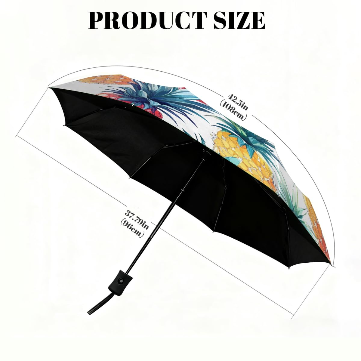Ombrello pieghevole estivo colorato con ananas ombrello da viaggio compatto antivento impermeabile con protezione UV rivestimento nero leggero 8 coste portatile per pioggia sole