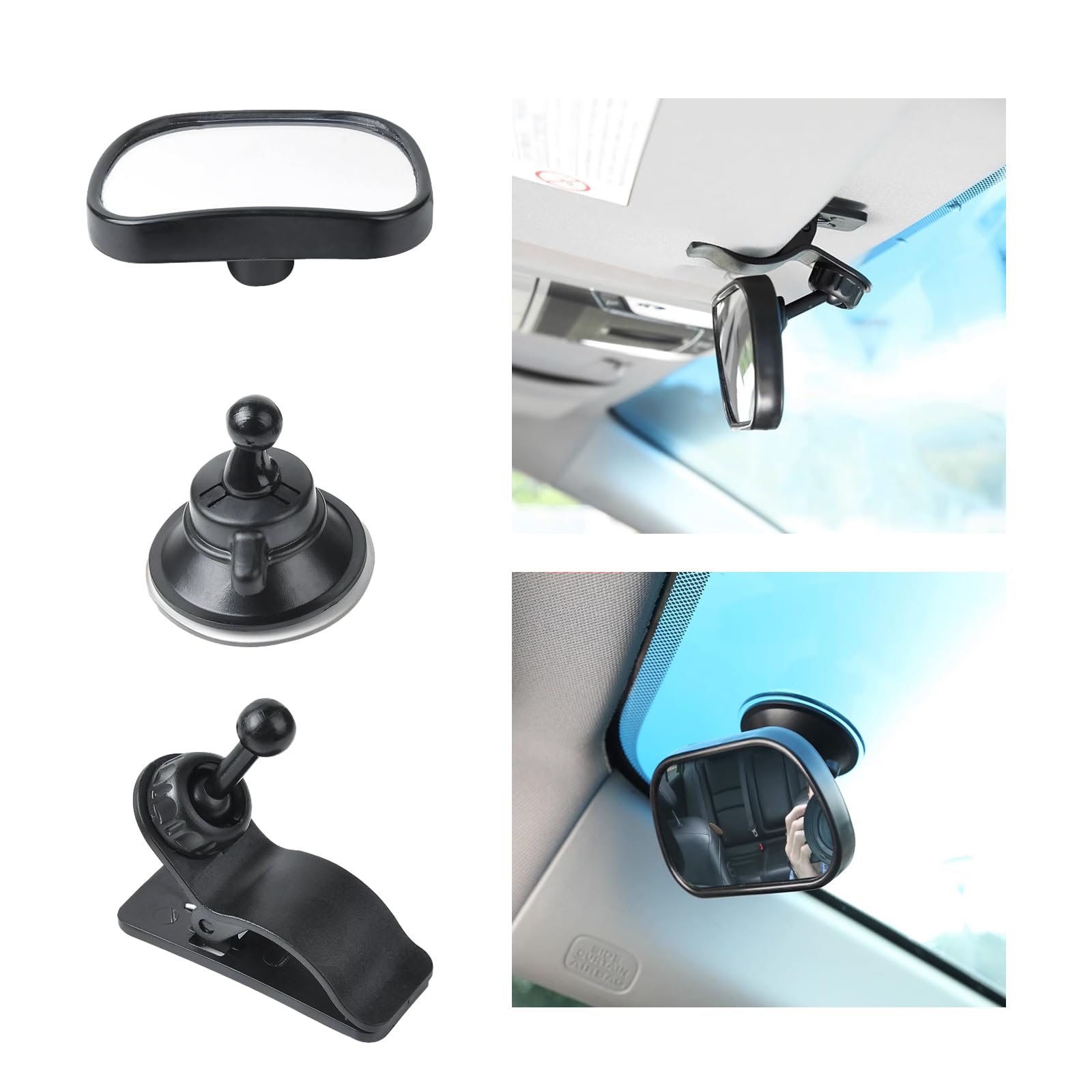 Baby Car Mirror, 360 Degree Adjustable Auto Interior Rearview Baby Observation Mirror, Shatterproof Child Safety Seat Rear View Mirror, Universal Vehicle Children Safely Monitor