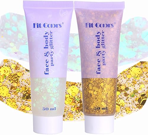 2 unidades de gel de purpurina corporal de oro blanco, conciertos de cantante, accesorios para festivales de música, accesorios para rave, purpurina