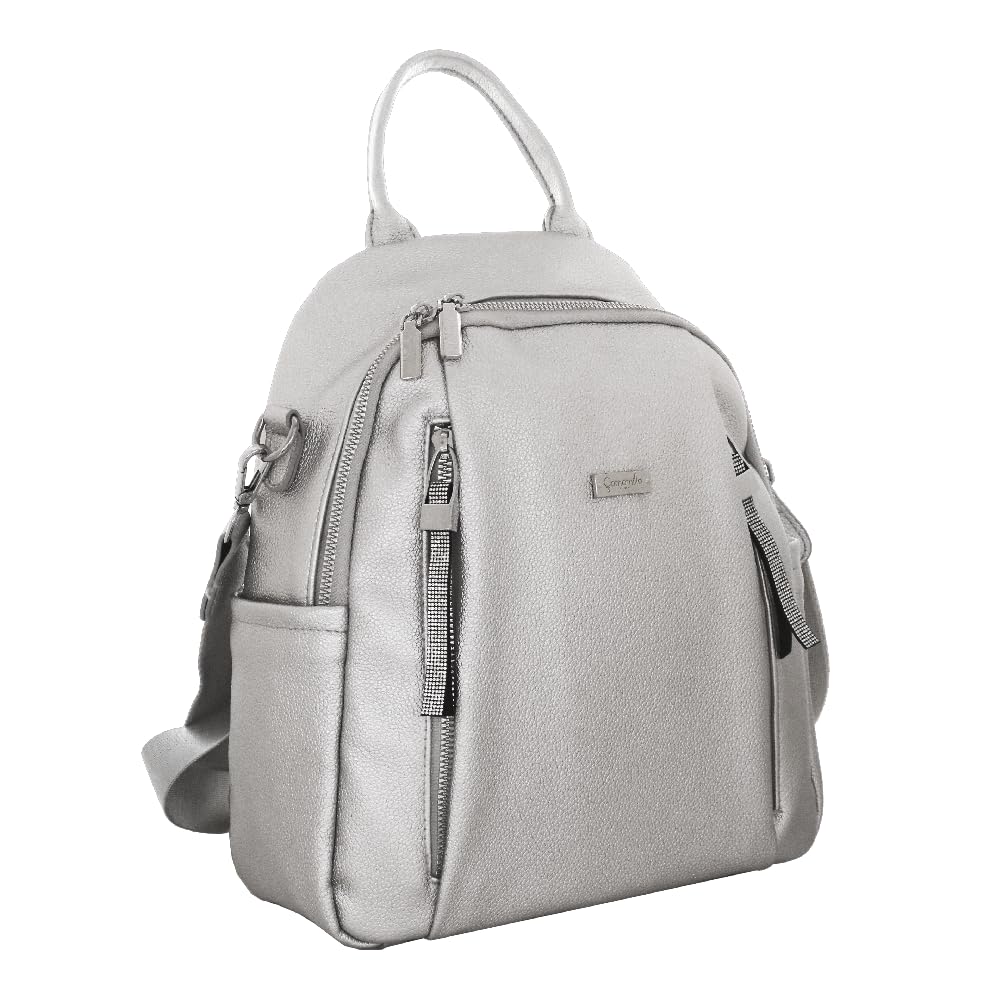 Camomilla Milano Zaino Casual Donna, Similpelle, Collezione Frizzy, Colore Argento