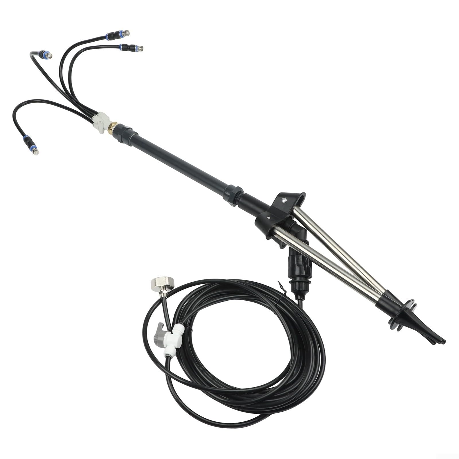 Outdoor Misting System with Adjustable Height, 360 Degree Flexible Spray Tripod Stand, Brass Nozzle Low Pressure Cooling Kit for Patio Pool Garden Yard Deck BBQ