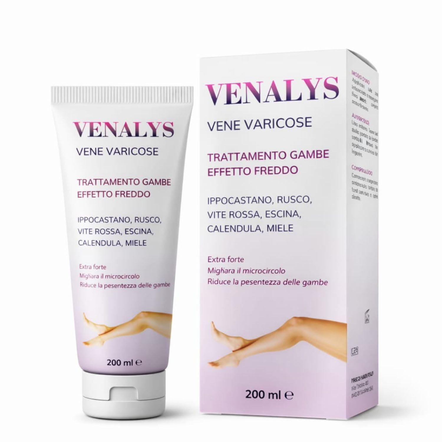 VENALYS 200 ml Crema vene varicose e capillari ,migliora la circolazione gambe - sollievo immediato .Con centella asiatica Ideale per eliminare il senso di Pesantezza delle gambe, Made in Italy