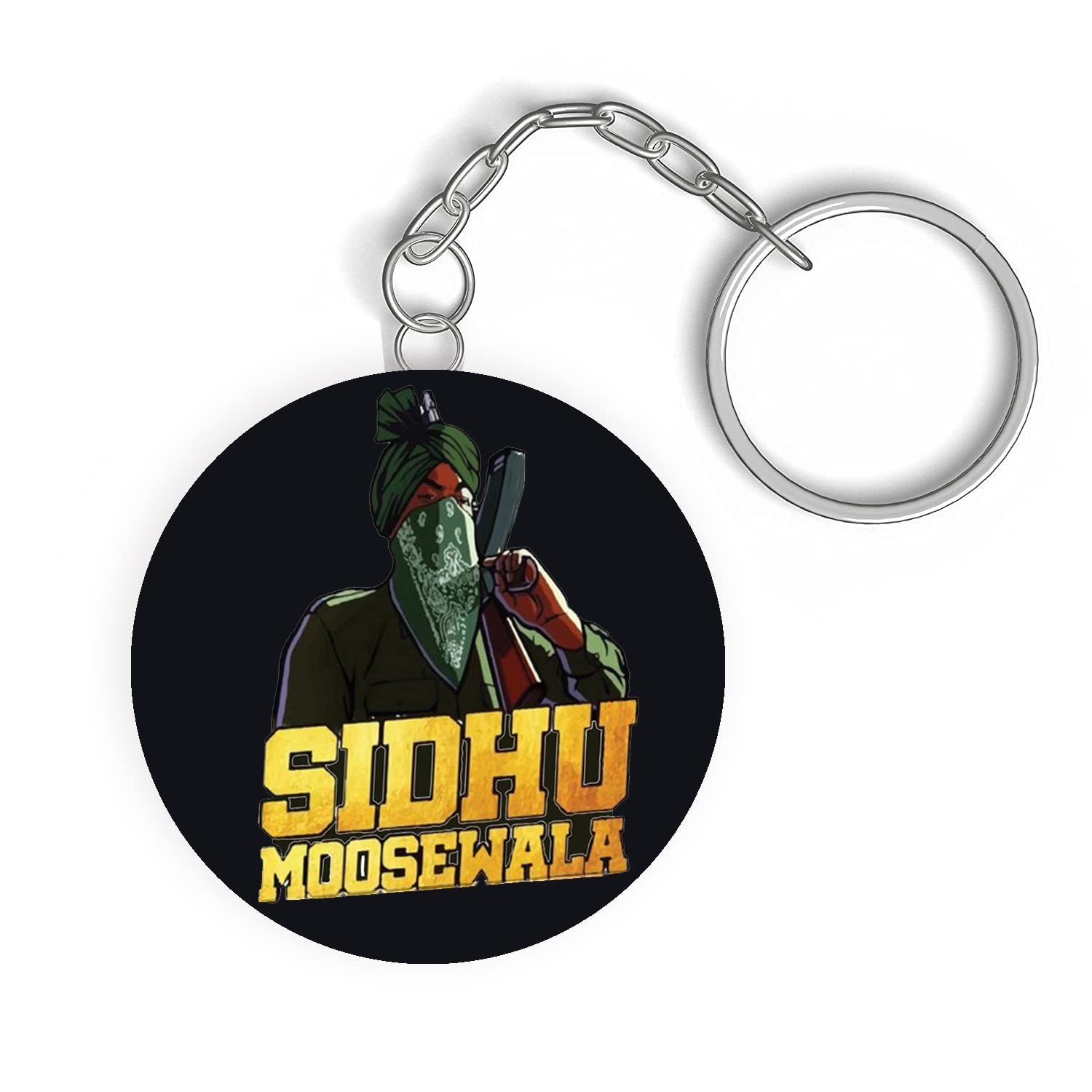 Sidhu Moosewala Printed Keychain For Mens and Womens Circle Shape Printed keyrings-image-44
