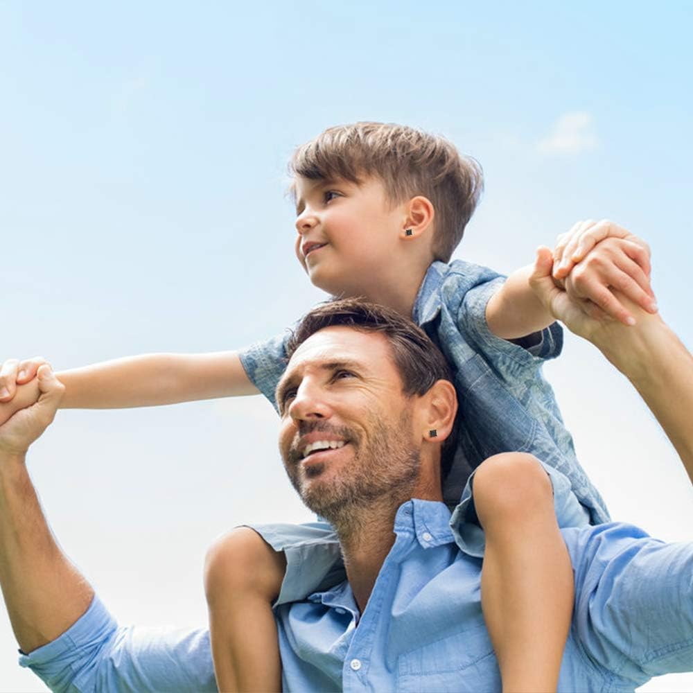 Tarsus Hypoallergenic Black Square Men Earrings Studs Stainless Steel Earrings for Sensitive Ears Nickel Free Jewelry Diamond Unisex Hip Hop Studs - Image 7