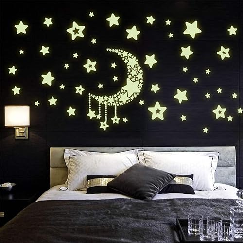 CalcomanĂas de pared que brillan en la oscuridad, estrellas luminosas y lunas, calcomanĂas de pared para techo, decoraciĂłn brillante de estrellas CalcomanĂas de pared que brillan en la oscuridad, estrellas luminosas y lunas, calcomanĂas de pared para techo, decoraciĂłn brillante de estrellas