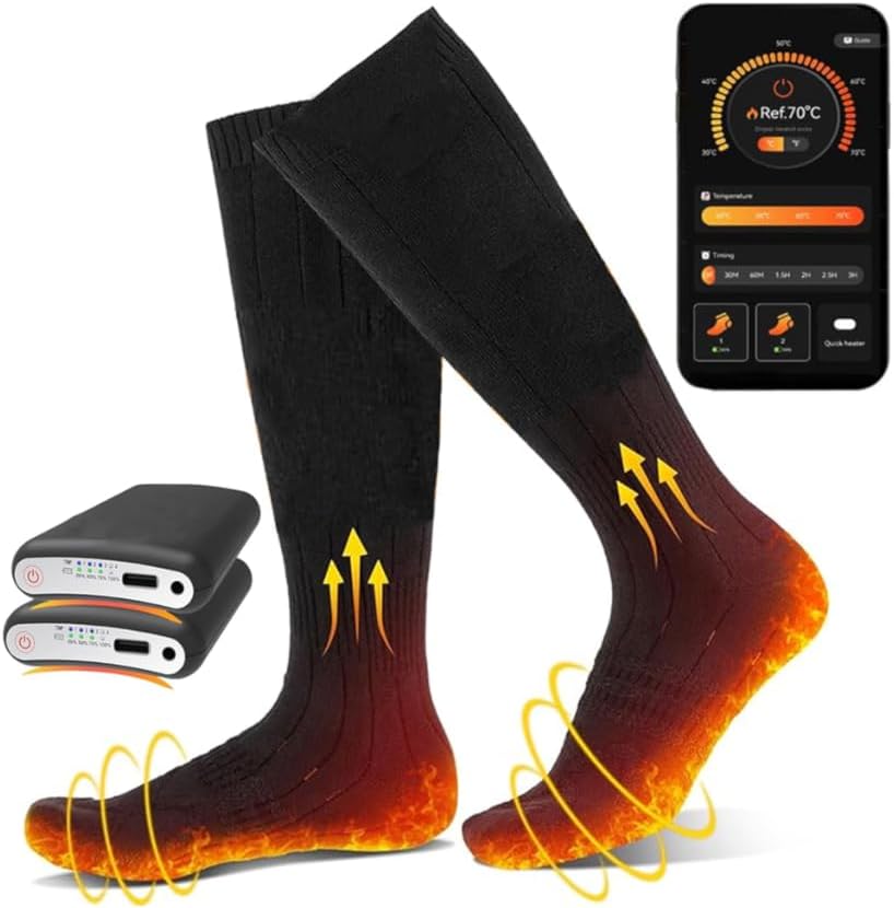 Heated Socks- APP Control Temperature-Long-Lasting Warmth Up to 11 Hours-Men & Women Heated Socks