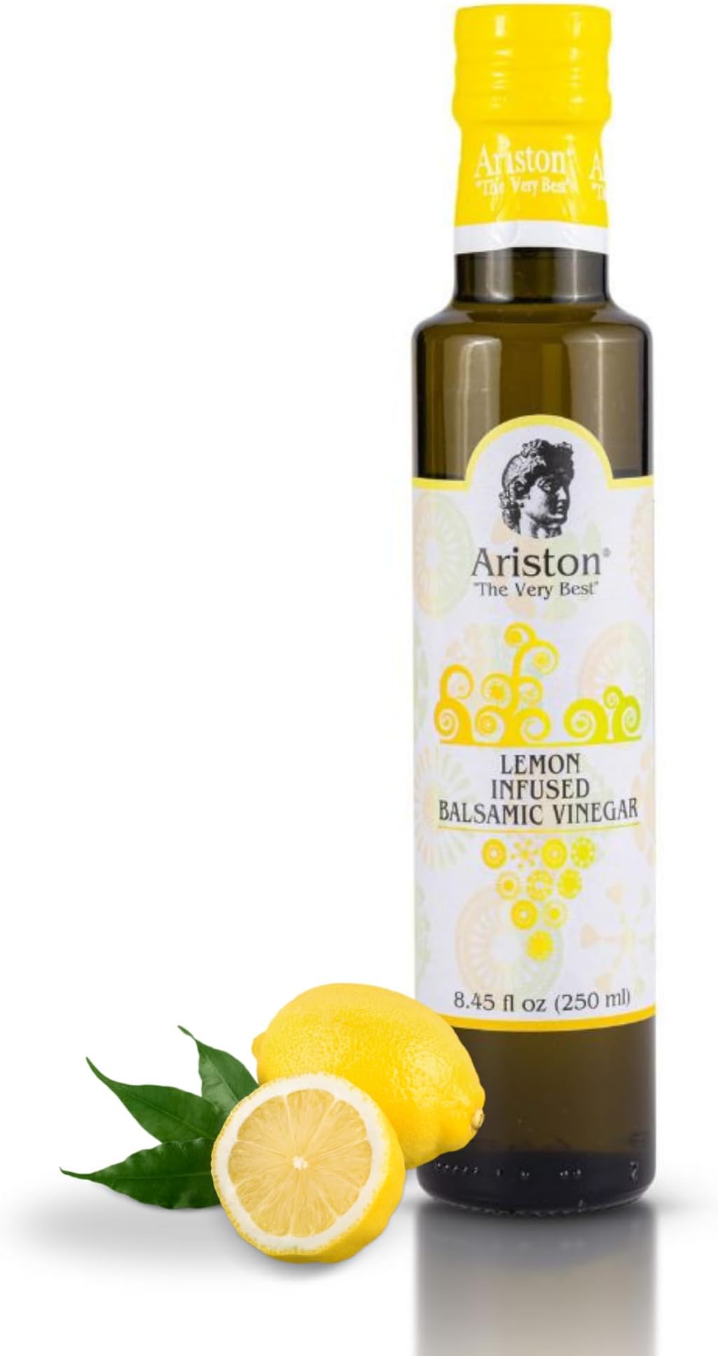 Ariston "The Very Best" Premium Balsamic Vinegar – Barrel Aged, Gourmet Quality, Product of Italy – Vegan, Gluten Free, GMO Free, No Added Sugar, All-Natural, 8.45 fl oz (250ml) Lemon