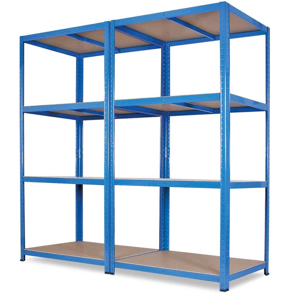 BRB Estantería para cargas pesadas/estantería completa, sistema de conexión, 2 x 4 estantes, capacidad de carga por estante 265 kg, 1800 x 1800 x 500 mm (alto x ancho x profundidad)