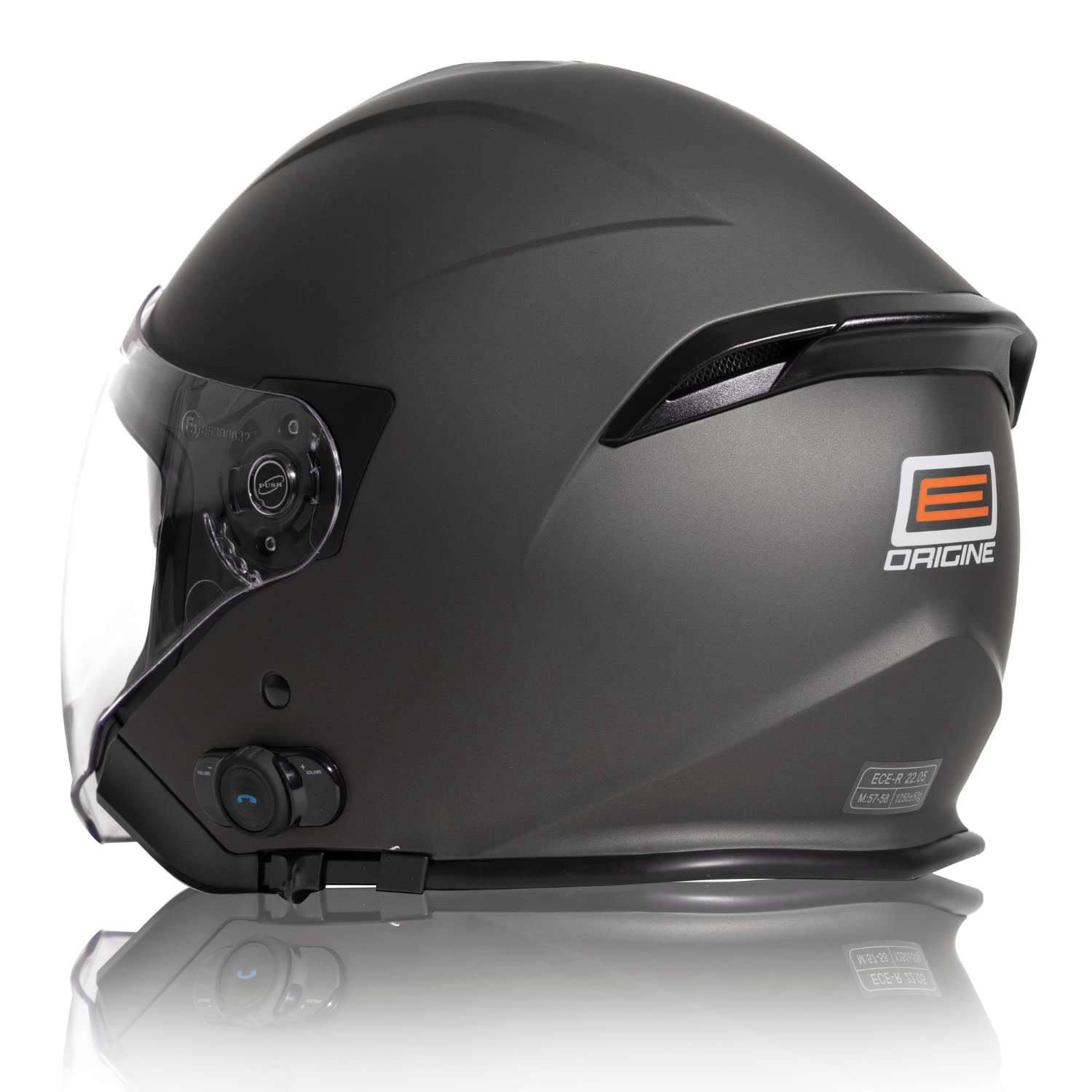 ORIGINE Casque Bluetooth Moto Jet Casque Scooter avec Double Visière Homologué ECE