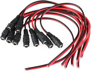 Mikikit DC Power Female Connector 10pcs DC power pigtail female DC power female plug power supply Two color thread DC Female Connector