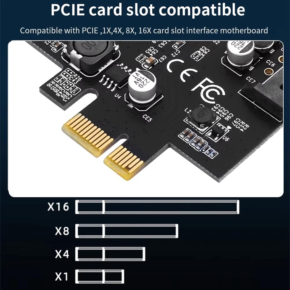 Tarjeta de Expansión PCI-e Tipo C USB 3.0, Adaptador de Tarjeta PCI-e 1x A USB 3.0, 4 Puertos USB 3.0 + 1 Puerto USB 3.1 PCI-e