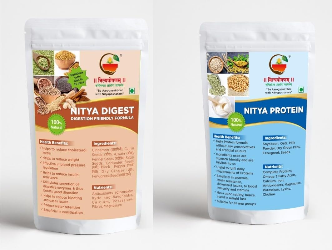 Nitya Digest 100g + Nitya Protein 100g Combo | Digestive Support & High Protein Health Mix | Nutritious Daily Wellness Supplement | Easy to Prepare & Healthy Diet Option-image-22