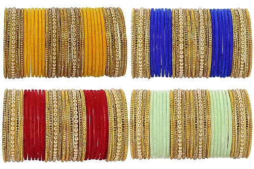Image of NMII Glass with Plain and Glossy Finished Bangle Set For Women and Girls