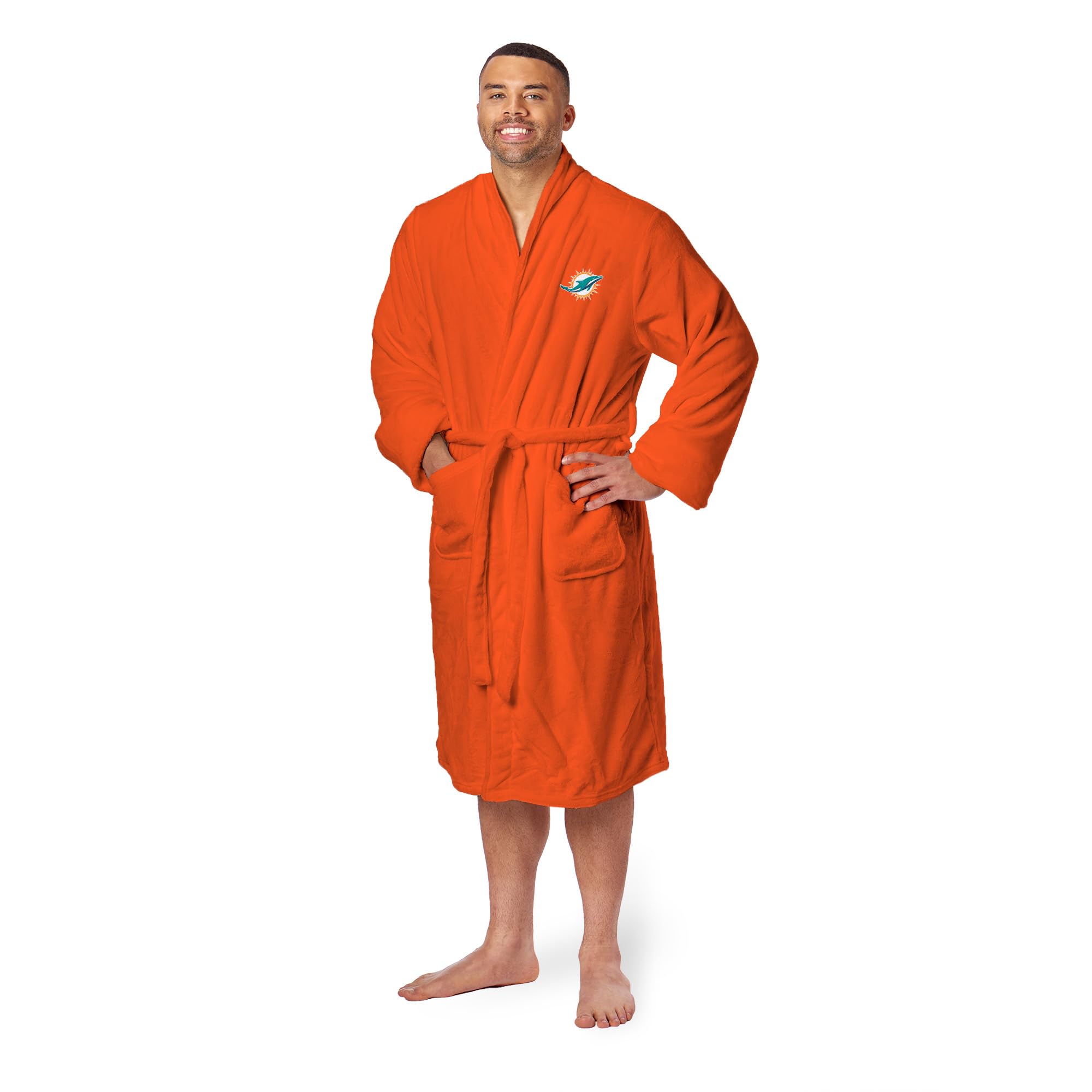 Northwest NFL Miami Dolphins, Silk Touch Bathrobe, L/XL, Orange