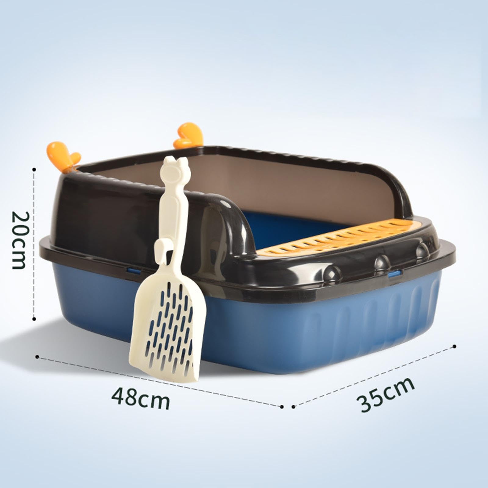 Lettaia, Lettiera for Gatti con Coperchio Aperto(Blue,M)