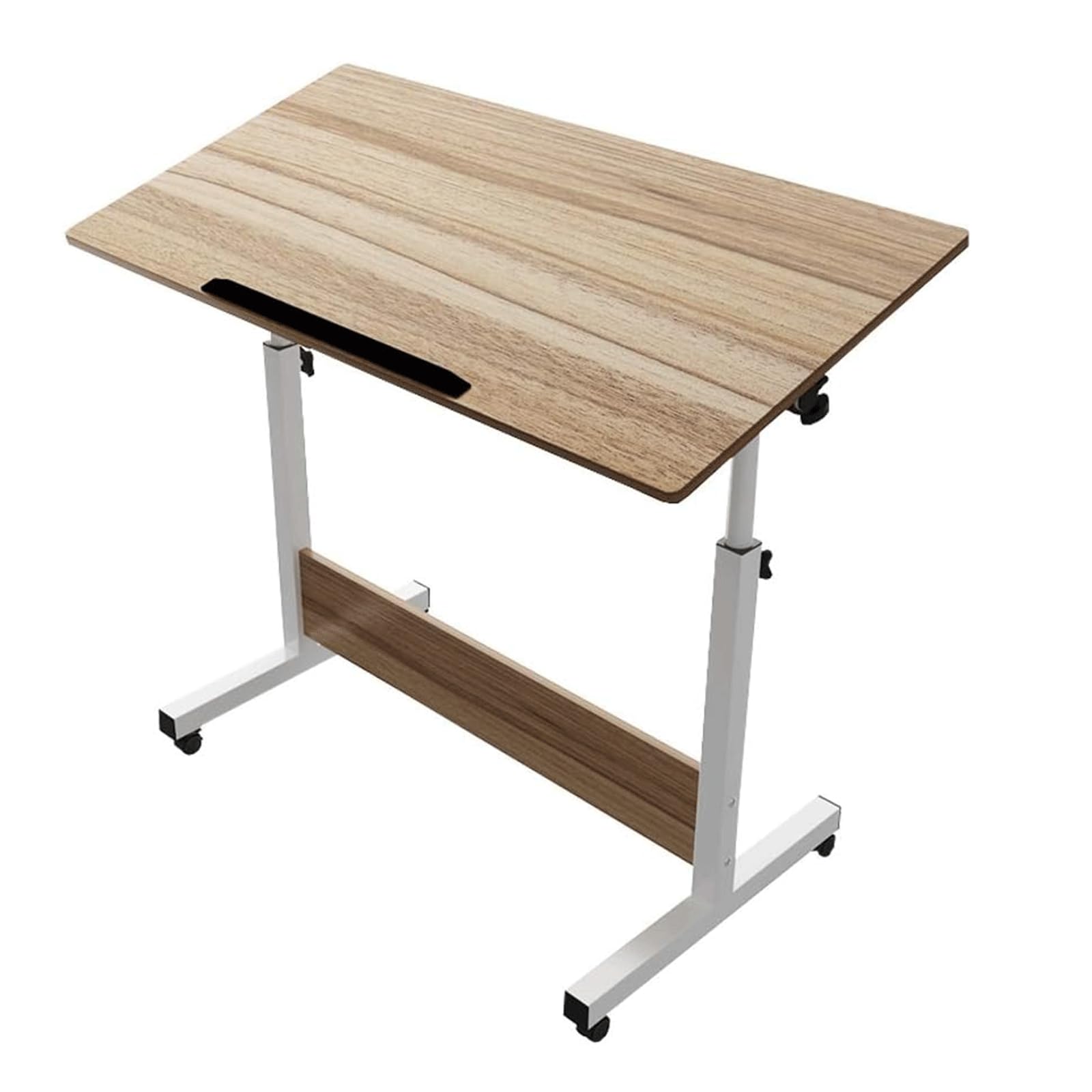 MYUYEE Overbed Table Adjustable Side Table Tilt Top Mobile Standing Desk Laptop Desk On Wheels Rolling Overbed Bedside,B,80X50Cm (B-80X50Cm)