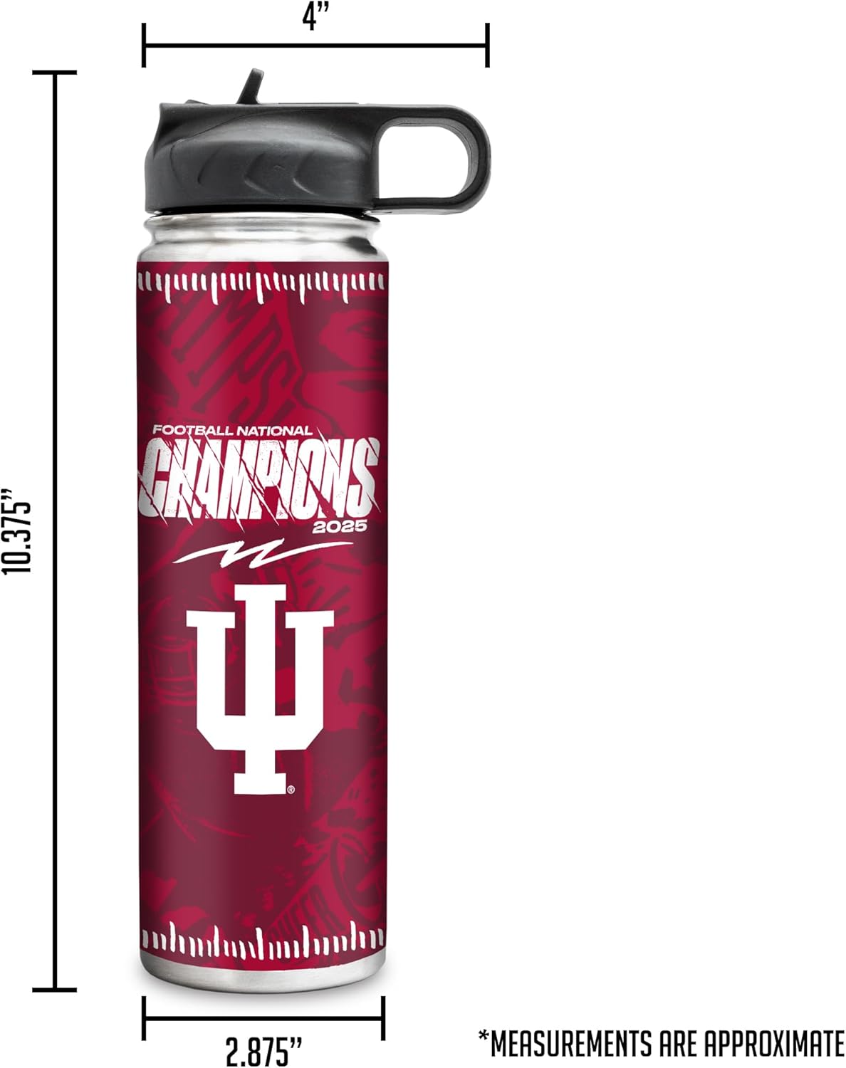 Rico Industries NCAA Indiana Hoosiers 2026 Football National Champions 22oz Stainless Steel Tumbler with Lid - Great For Coffee, Tea, Water or Cocktails