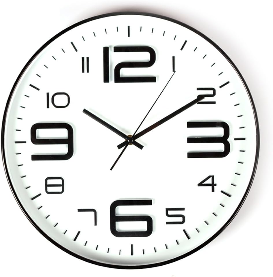 Big 3D Number 12 in Wall Clock Quiet Sweep Movement Decorative Wall Clocks for Living Room Blackedge