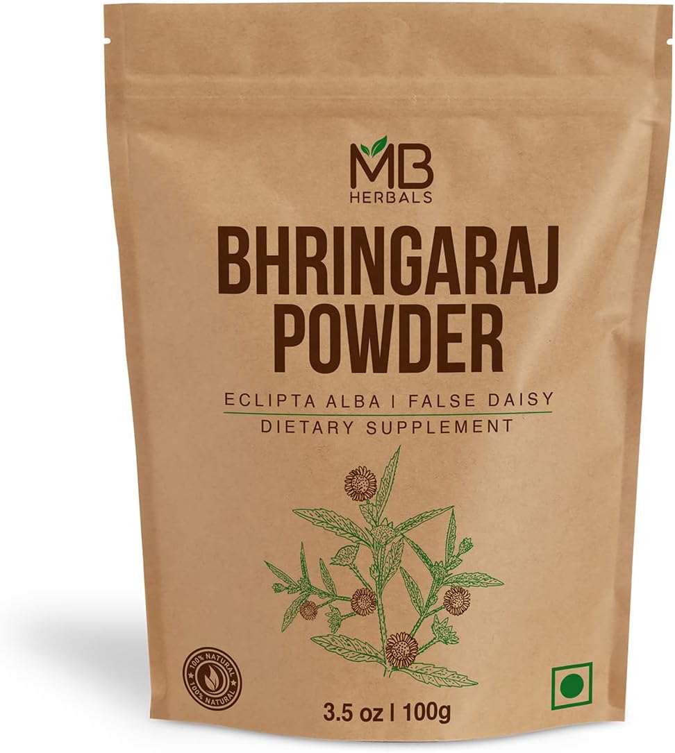 MB Herbals Pure Bhringraj Eclipta Alba Powder for Healthy Hair Growth - 227g / 1/2Lb / 8oz / 0.5Lb