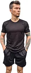 Conjunto Masculino Academia, Short 2 em 1 com Bermuda Interna + Camiseta Dry Fit, Preto
