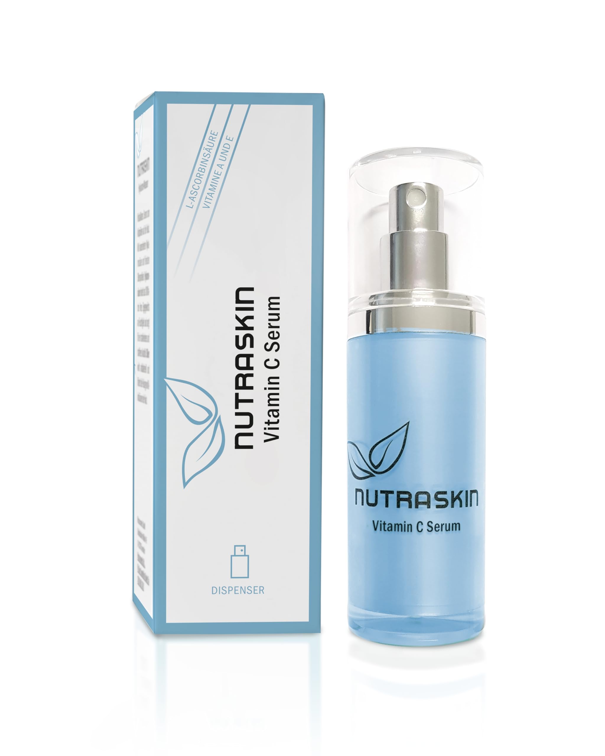 Nutraskin Siero alla Vitamina C - Siero Anti-Età per Viso, Collo e Décolleté I Siero ad Alto Dosaggio di Vitamina C I Idratante Naturale per Uso Quotidiano I Prodotto in Germania I 30ml