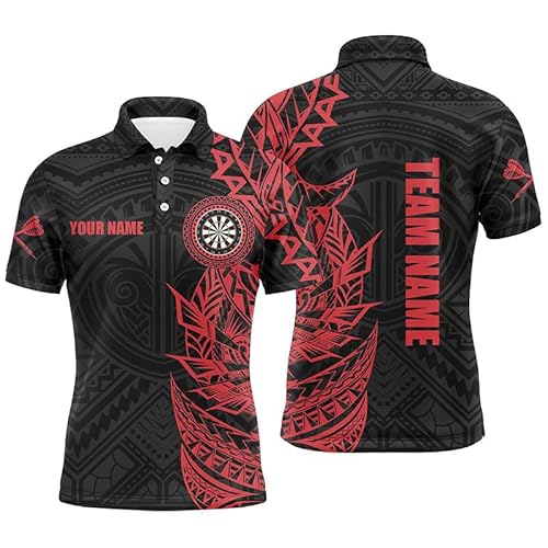 vhasport Personalised Red Tribal Darts Polo & Quarter-Zip Shirt Custom Darts Shirt for Men & Women Dart Jerseys L0816